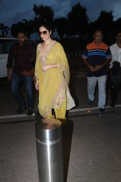 येलो फ्लोरल सूट में एयरपोर्ट पर स्पॉट हुईं Katrina Kaif, एक्ट्रेस के सिंपल लुक पर दीवाने हुए फैंस