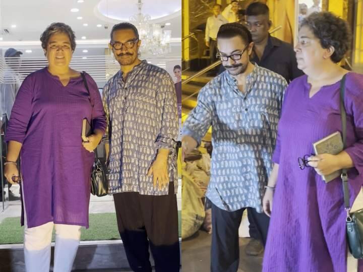 Aamir Khan snapped with ex wife Reena Dutta in Bandra posed together for camera went away in same car एक्स वाइफ Reena Dutta के साथ स्पॉट हुए Aamir Khan, कैमरे के सामने यूं दिए साथ में पोज, देखें तस्वीरें