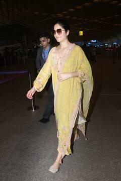 येलो फ्लोरल सूट में एयरपोर्ट पर स्पॉट हुईं Katrina Kaif, एक्ट्रेस के सिंपल लुक पर दीवाने हुए फैंस