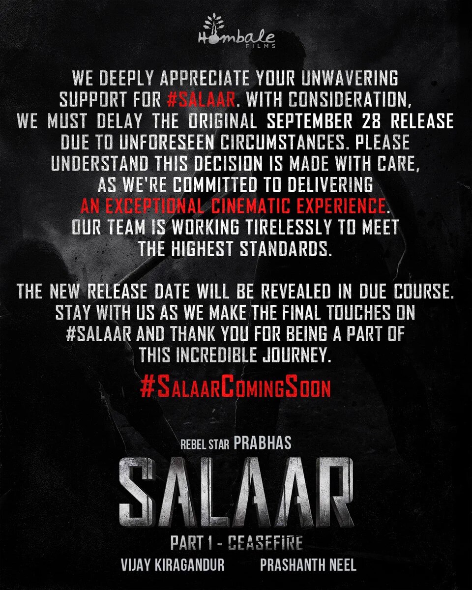 Salaar' Release Date: আবারও পিছিয়ে গেল 'সালার' মুক্তির তারিখ! কী জানাচ্ছেন নির্মাতারা?