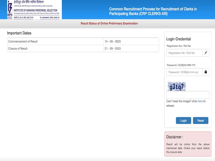 IBPS Clerk Prelims Result 2023 Out On ibps.in - Download Result Here