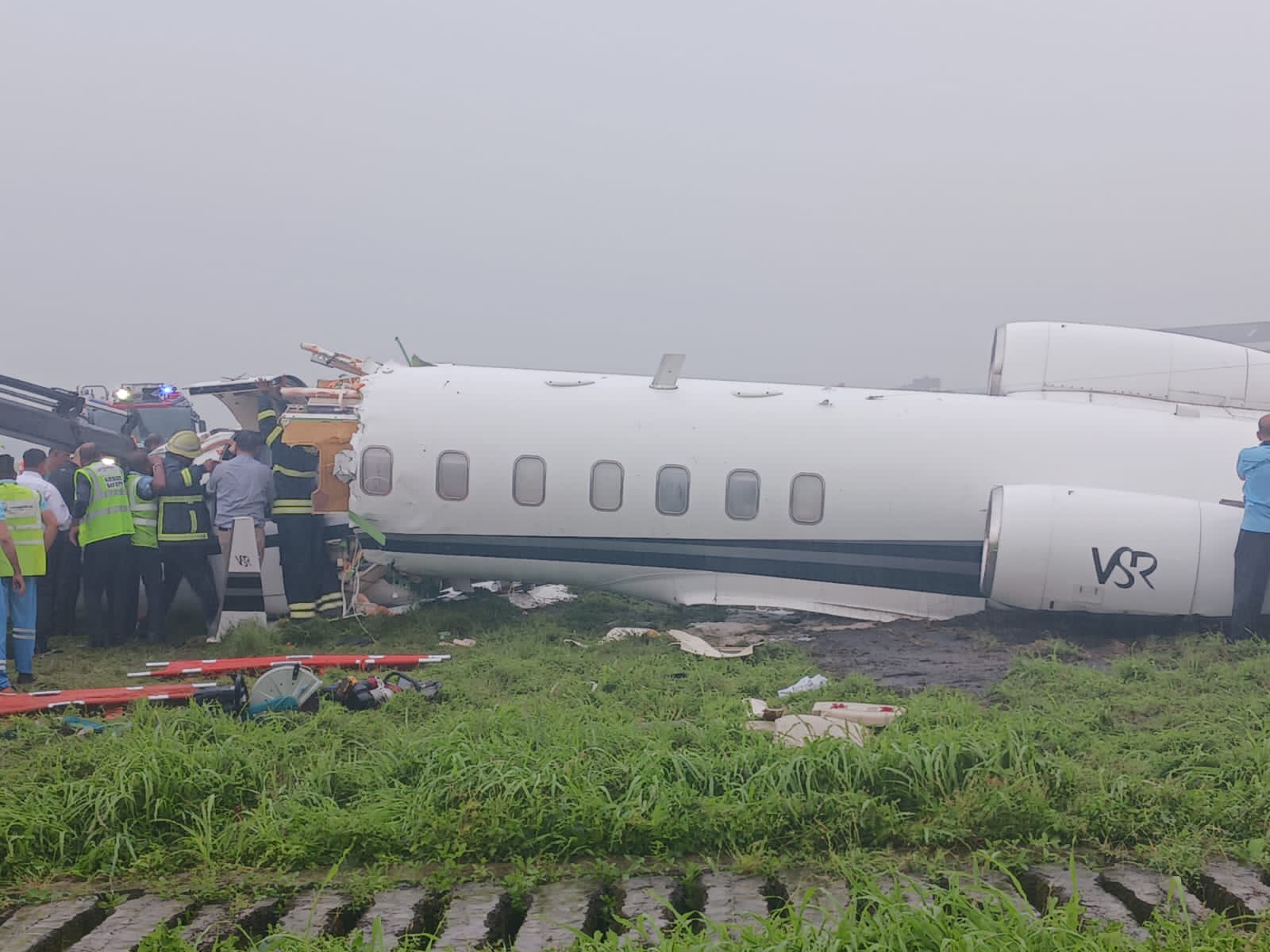 3 Injured As Private Aircraft With 8 Flyers Splits From Middle After Skidding Off Runway At Mumbai Airport