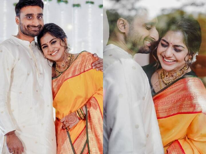 Meera Nandan Engagement Photos: मलयालम एक्ट्रेस और फेमस रेडियो जॉकी मीरा नंदन ने हाल ही में बिजनेसमैन श्रीजू के साथ सगाई की है. जिसकी तस्वीरें अब एक्ट्रेस ने सोशल मीडिया पर फैंस के साथ शेयर की हैं.