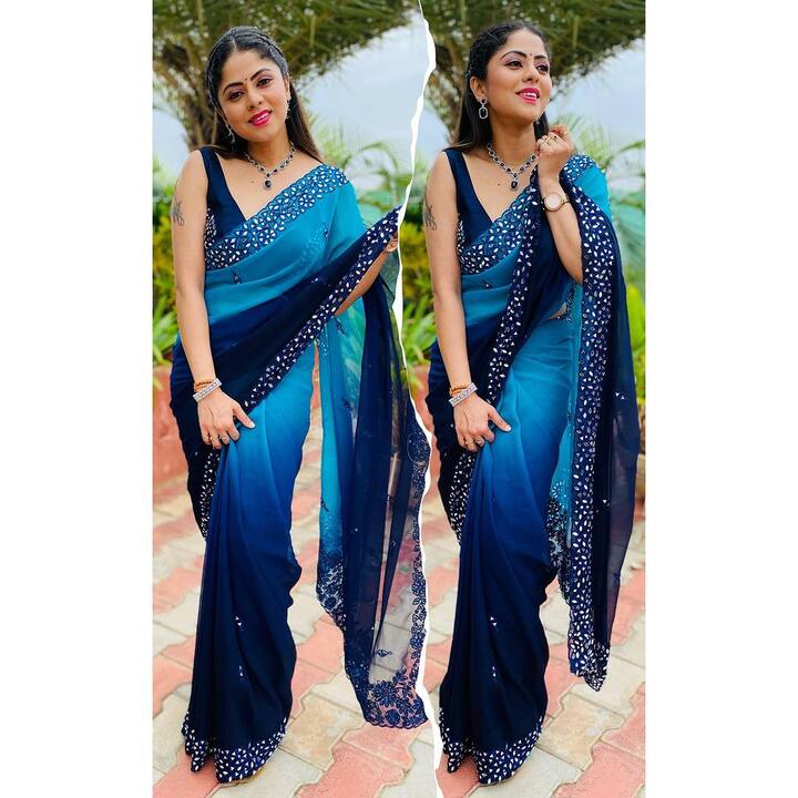 ఎప్పుడూ హాట్ హాట్ ఫొటోస్ షేర్ చేసే షర్మిత..ఇప్పుడు మాత్రం శారీ కట్టుకున్న పిక్స్ షేర్ చేసింది