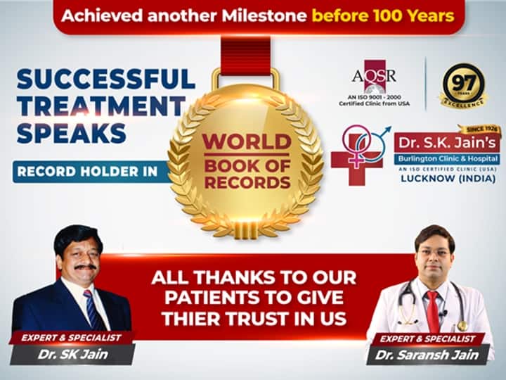 Dr. SK Jain Burlington Clinic And Hospital Enters World Book Of Records On The Way To Nearly 100 Years Of Successful Treatment Dr. SK Jain's Burlington Clinic & Hospital Enters ‘World Book Of Records’ On The Way To Nearly 100 Years Of Successful Treatment