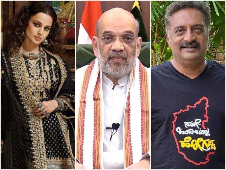 Kangana Ranaut hit back at Prakash Raj on pointing Union Home Minister Amit Shah Hindi statement Prakash Raj ने गृहमंत्री Amit Shah को बताया सिर्फ हिंदी बोलने वाला तो  Kangana Ranaut ने पलटकर दिया ऐसा जवाब!