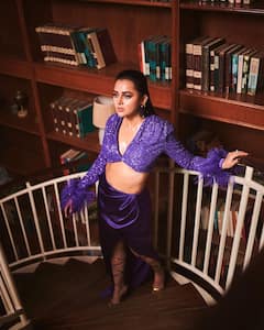 Tejasswi Prakash Catches Eyeballs In Purple Sequined Co-Ord Set - SEE PICS