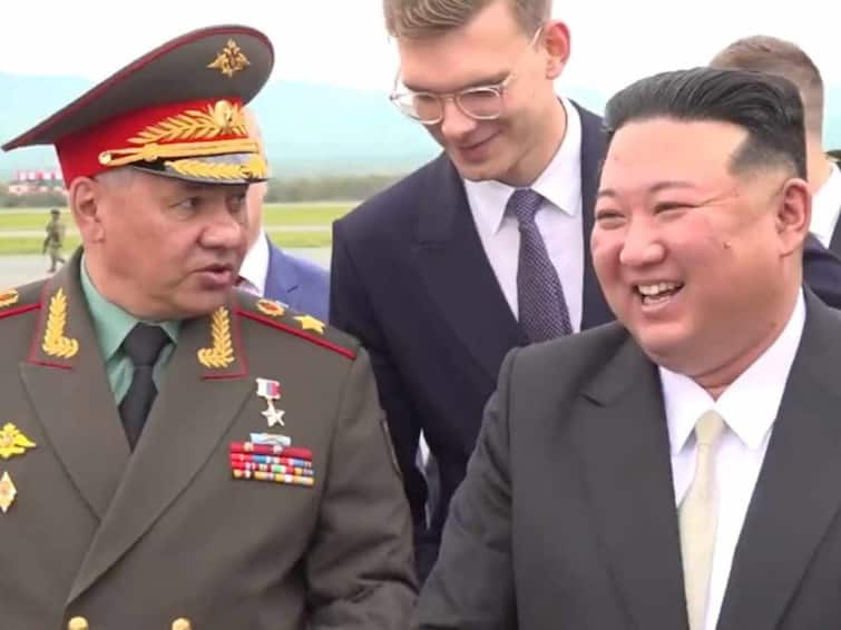 North Korean Leader Kim Inspects Russian Nuclear-Capable Hypersonic Missiles Warships Defence Minister Sergei Shoigu North Korea's Kim Inspects Russian Nuclear-Capable Hypersonic Missiles, Warships With Defence Min Shoigu