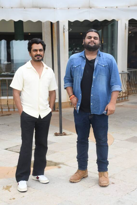 'Haddi' Promotion: Actor Nawazuddin Siddiqui captured on camera with the director during the promotion of 'Haddi' in Juhu. 'Haddi' Promotion: Actor Nawazuddin Siddiqui captured on camera with the director during the promotion of 'Haddi' in Juhu.