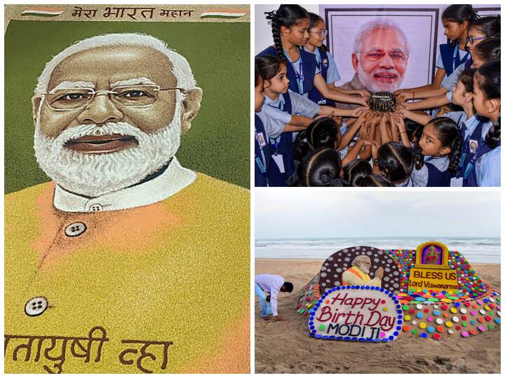 On the occasion of Prime Minister Modi's 73rd birthday, several artists dedicated their art to him while others held special prayers. School students also joined in the celebrations.