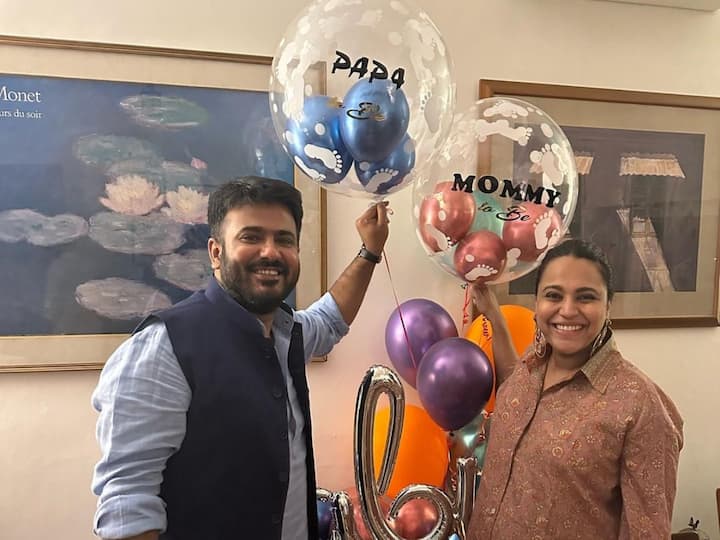 A glimpse into Swara Bhasker's 'surprise' baby shower, which featured adorable balloons and a beautiful cake has been shared on social media.