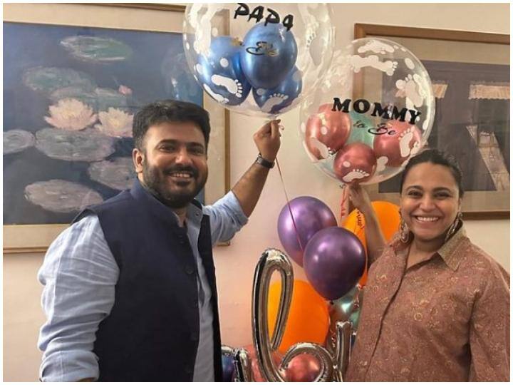 Swara Bhaskar got a surprise baby ceremony party from Husband Fahad Ahmad actress share pics प्रेग्नेंट Swara Bhaskar को फहद अहमद से मिली सरप्राइज बेबी शॉवर सेरेमनी पार्टी, एक्ट्रेस ने स्पेशल नोट लिखकर पति पर यूं लुटाया प्यार