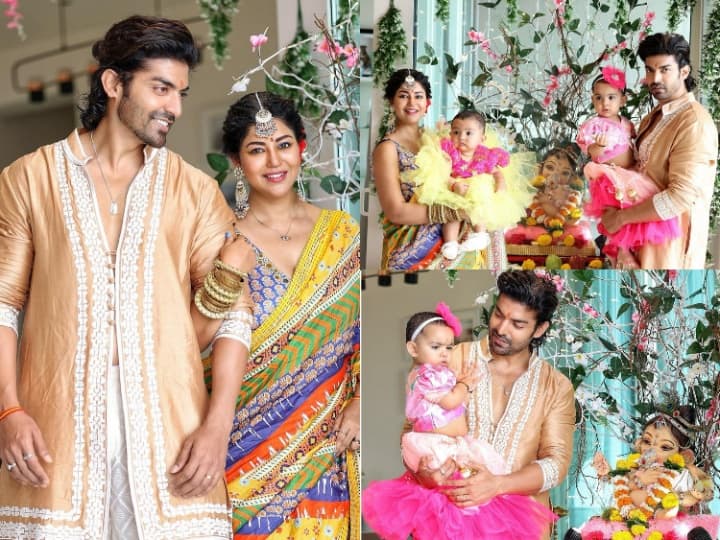 Gurmeet Gurmeet Pics: टीवी के राम और सीता यानि गुरमीत चौधरी और देबीना बनर्जी ने बेटियों के साथ धूमधाम से अपने घर में गणपति बप्पा का स्वागत किया है. जिसकी तस्वीरें उन्होंने फैंस के साथ भी शेयर की हैं.