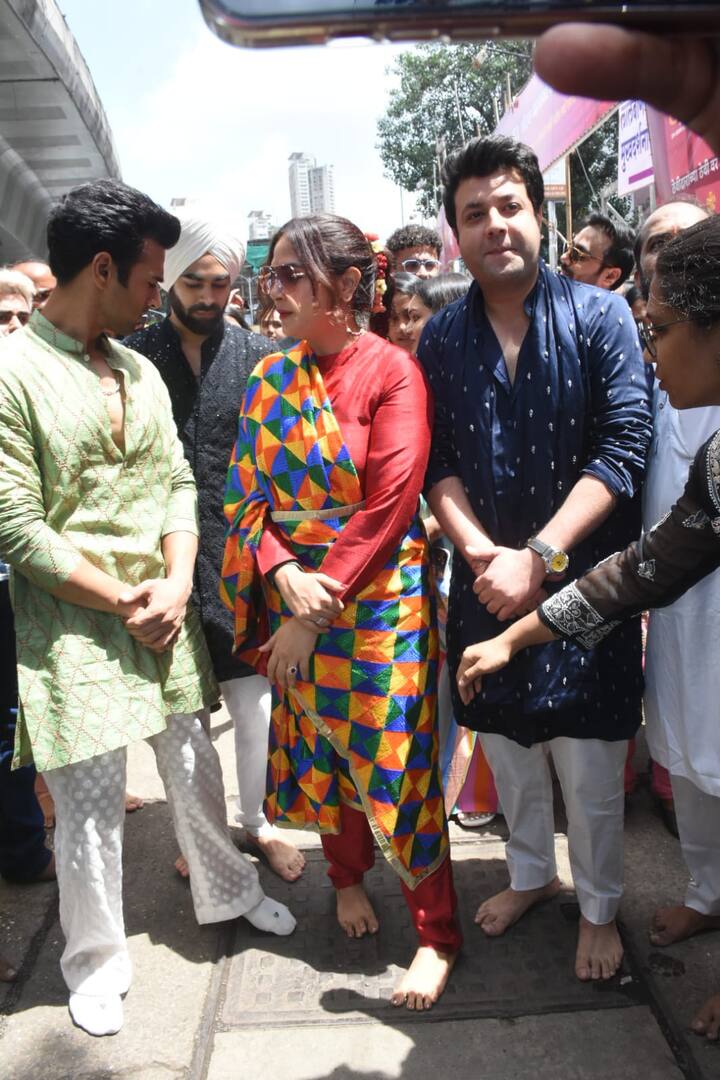 While Varun, Pulkit and Manjot wore kurta pajama, Richa was seen in a red suit with multicoloured dupatta.