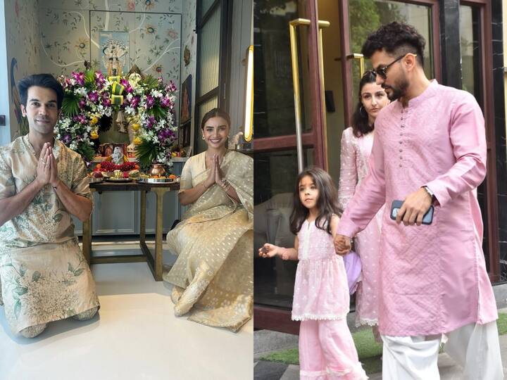 Rajkummar Rao and Patralekhaa celebrated Ganesh Chaturthi, and a number of notable people came to their home to join in the festivities.