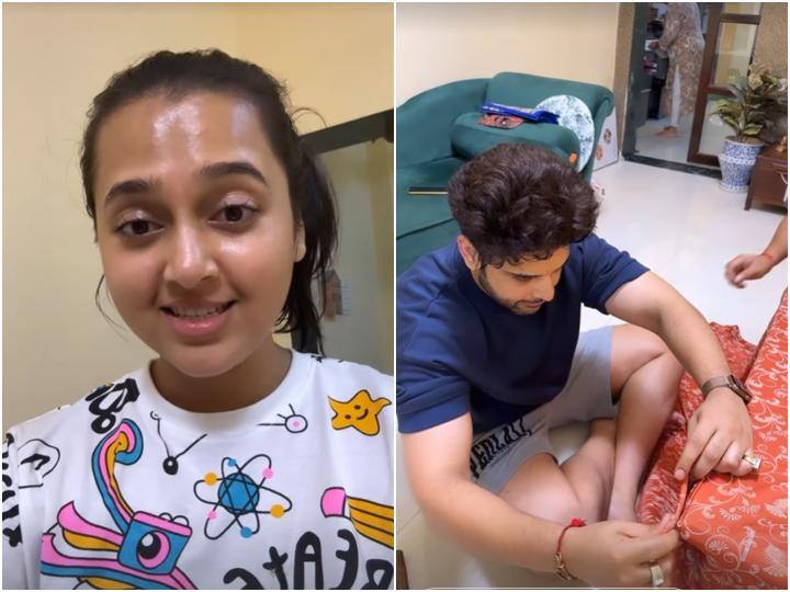 Tejasswi Prakash share a video of Karan Kundrra who was seen decorating Ganpati Bappa Ganesh Chaturthi 2023: लेडी लव Tejasswi Prakash के घर पर गणपति बप्पा के स्वागत की तैयारी करते दिखे Karan Kundrra, एक्ट्रेस ने वीडियो शेयर कर दिखाई झलक