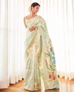 Pooja Hegde Oozes elegance In An Off-White Saree This Ganapati