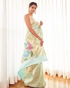 Pooja Hegde Oozes elegance In An Off-White Saree This Ganapati