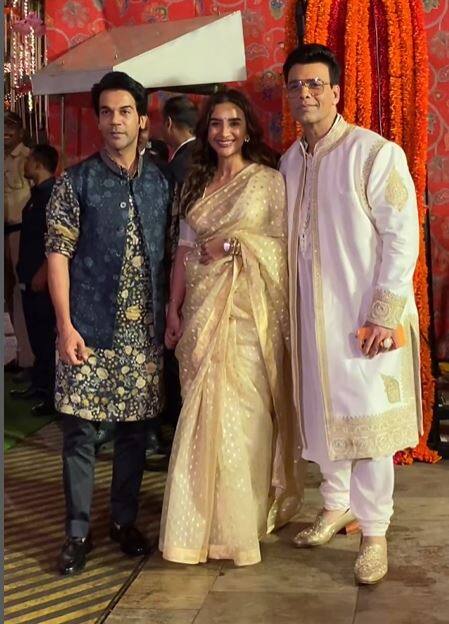 Power couple Rajkummar Rao and Patralekha posed with filmmaker Karan Johar.