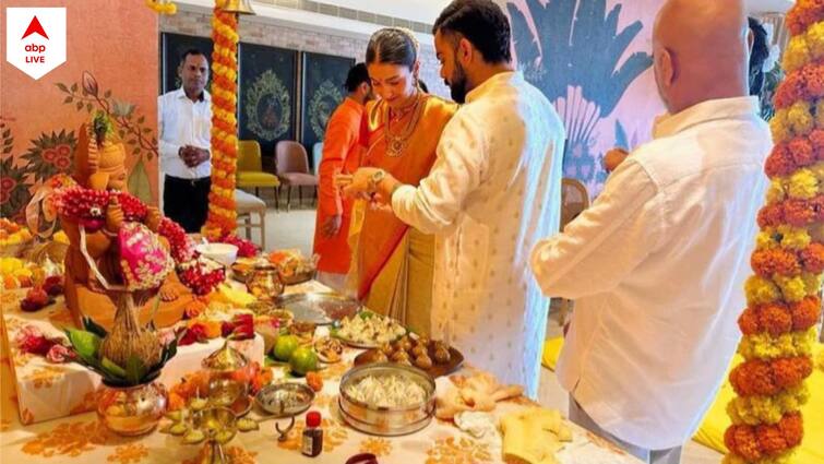 Ganesh Chaturthi 2023: Anushka Sharma-Virat Kohli celebrate Ganesh Chaturthi at home Ganesh Chaturthi 2023: গণেশ বন্দনায় বিরুষ্কা, কাঞ্জিভরম শাড়িতে অনুষ্কা, বিরাটের পরনে আইভরি পাঞ্জাবি, ছবি ভাইরাল