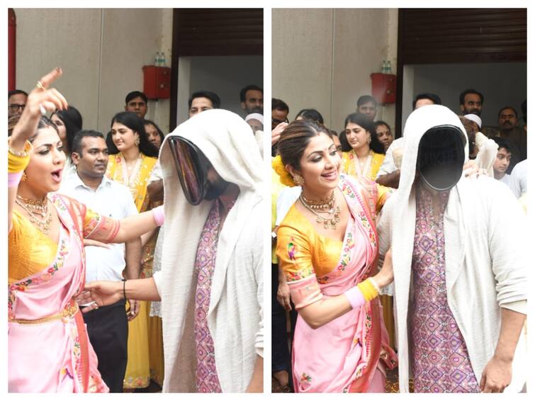 Shilpa Shetty And Masked Raj Kundra Dance During The Ganesh Visarjan - WATCH Shilpa Shetty And Masked Raj Kundra Dance During The Ganesh Visarjan - WATCH