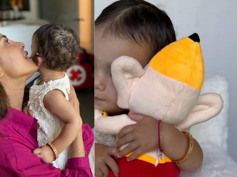 Actress Priyanka Chopra shares adorable pictures of daughter Malti Marie from Ganesh Chaturthi celebrations Priyanka Chopra: মেয়ের 'সর্বক্ষণের সঙ্গী' গণেশ! মালতী মেরির গণপতি বন্দনার ছবি পোস্ট প্রিয়ঙ্কার