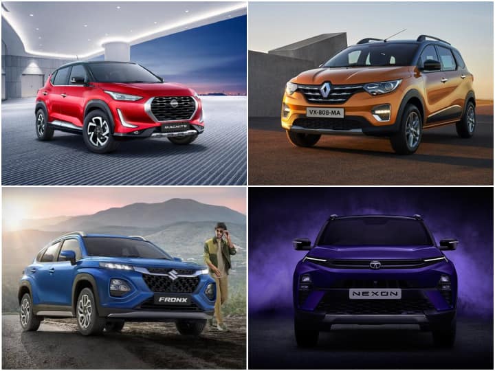 Tata Nexon vs Maruti Suzuki Fronx vs Renault Kiger vs Nissan Magnite know which one is better Car Comparison: टाटा नेक्सन, मारुति सुजुकी फ्रोंक्स, रेनॉल्ट काइगर और निसान मैग्नाइट में कौन किस मामले में है बेहतर, देखिए फुल कंपेरिजन 