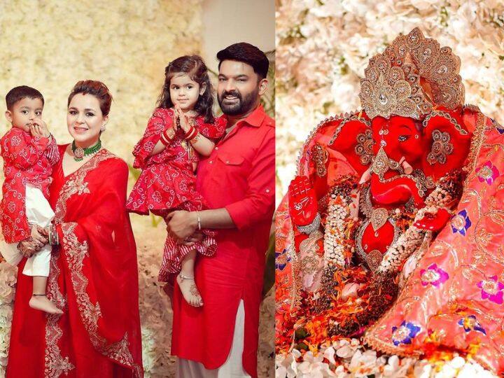 Kapil sharma Ganesh Chaturthi Celebration: इस समय टीवी की दुनिया के सभी स्टार्स गणपति बप्पा की अराधना कर रहे हैं. हाल ही में कपिल शर्मा भी वाइफ और बच्चों के साथ बप्पा के दर्शन करने पहुंचे.