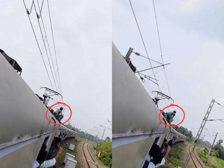 traveling while standing on the roof of a train running at high speed watching video here तेज स्पीड में चल रही ट्रेन की छत पर खड़ा होकर सफर कर रहा था... वीडियो देखकर ही डर जाएंगे आप