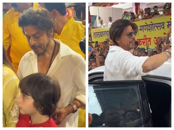 Shah Rukh Khan, who is currently basking in the success of his recently released film 'Jawan', visited the famous Lalbaugcha Raja in Mumbai's Parel area on Thursday.