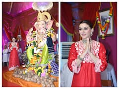 Hansika Motwani Visits Andheri Cha Raja, Looks Beautiful In Red - See Pics