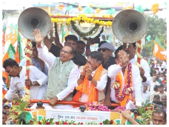 MP Election Big faces participated in MP's 'Jan Ashirwad Yatra', 11 ministers of the state including UP-Gujarat were present ann MP Election: एमपी के ‘जन आशीर्वाद यात्रा’ में शामिल हुए बड़े चेहरे, यूपी-गुजरात सहित राज्य के 11 मंत्री रहे मौजूद