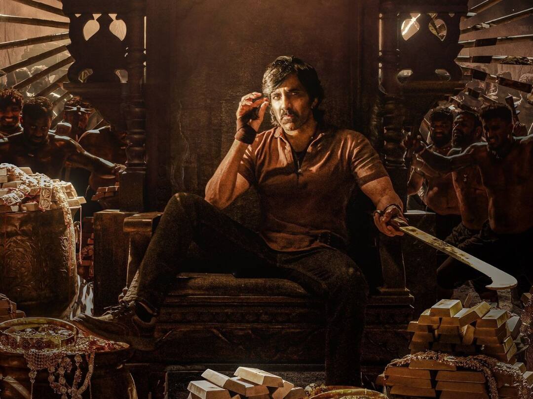 Veedu Lyrical Video Powerful massiest song that explains the nature of character of Tiger Nageswara Rao Tiger Nageswara Rao: 'వీడు' లిరికల్ సాంగ్ వీడియో - ఒక్క మాస్ పాటతో 'టైగర్ నాగేశ్వరరావు' పాత్ర‌ను చెప్పేశారు!