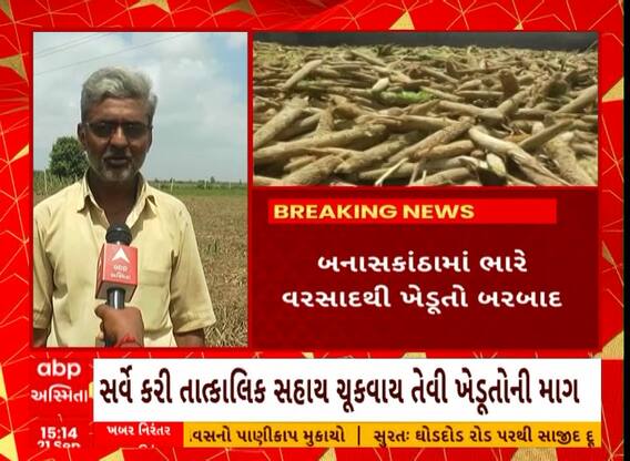 Banaskantha: બનાસકાઠામાં ભારે વરસાદના કારણે ખેડૂતોના ઉભા પાક પર પાણી ફરી વળ્યા