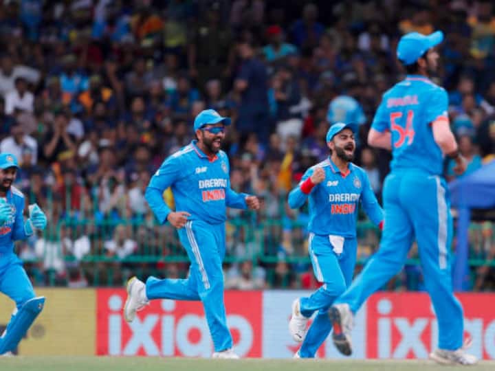 The Men in Blue climbed to the top of the MRF Tyres Men's ODI Team Rankings after their triumph over Australia ahead of heading into the World Cup 2023. (Getty)