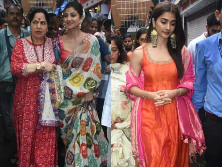 Shilpa Shetty की फिल्म ‘सुखी’ आज रिलीज हो चुकी है. ऐसे में एक्ट्रेस फिल्म की सफलता के लिए लालबाग के राजा का आशीर्वाद लेने पहुंचीं. इसके अलावा एक्ट्रेस पूजा हेगड़े भी बप्पा के दर्शन करने पहुंचीं.