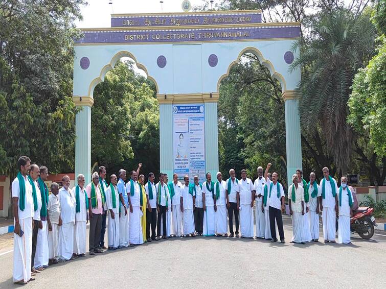Cauvery Issue farmers protest front of the Tiruvannamalai district collector office TNN Cauvery Issue: காவிரி விவகாரம்; திருவண்ணாமலை ஆட்சியர் அலுவலகம் முன்பு  விவசாயிகள் ஆர்ப்பாட்டம்