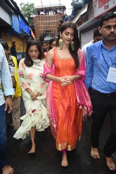 લાલાબાગ રાજાના દરબારમાં પહોંચી પૂજા હેગડે, ટ્રેડિશનલ આઉટફિટમાં ગોર્જિયશ લૂકની જુઓ તસવીરો