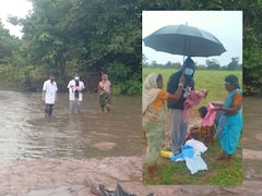 అంబులెన్స్ సిబ్బందికి హ్యాట్సాఫ్ - వర్షంలో రెండు కిలో మీటర్లు కాలినడకన వెళ్లి మహిళకు డెలివరీ