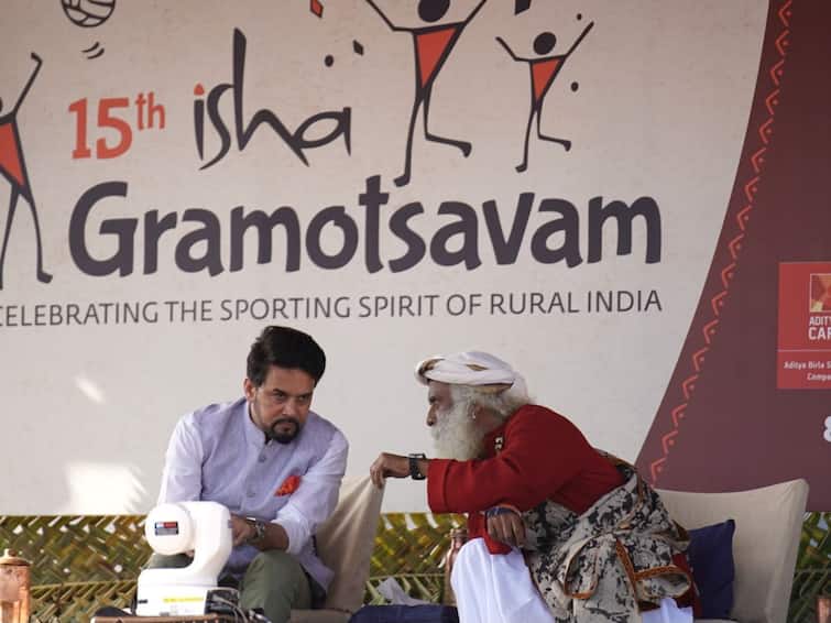 Isha Gramotsavam A Social Tool To Break Caste Barriers - Union Sports Minister Anurag Thakur Isha Gramotsavam: ”ஈஷா கிராமோத்ஷவம் சாதிய தடைகளை உடைக்கிறது” - கோவையில் மத்திய அமைச்சர் அனுராக் தாக்கூர் பேச்சு