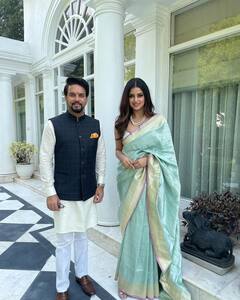 Harnaaz Sandhu Poses In a Mint-Coloured Embroidered Saree. Take A Look