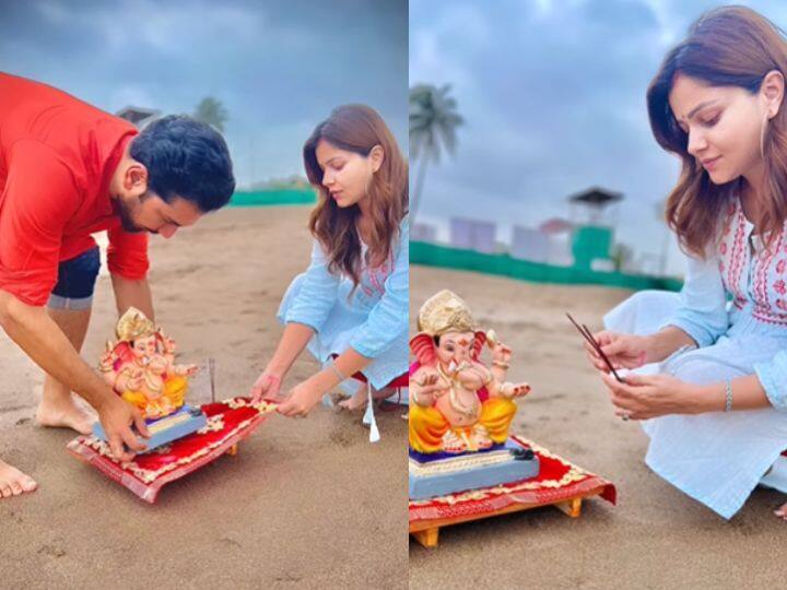 प्रेग्नेंट Rubina Dilaik ने पति अभिनव शुक्ला के साथ गणपति बप्पा को दी विदाई, बेबी के लिए मांगी ये विश Rubina Dilaik Pregnant bid farewell to Ganpati Bappa with husband Abhinav Shukla प्रेग्नेंट Rubina Dilaik ने पति अभिनव शुक्ला के साथ गणपति बप्पा को दी विदाई, बेबी के लिए मांगी ये विश