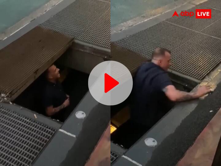 US Man Jumps Into Sewer For Apple AirPods Viral Video गटर में गिरे Apple AirPods तो शख्स की निकली 'जान', पलक झपकते ही लगा दी छलांग- VIDEO