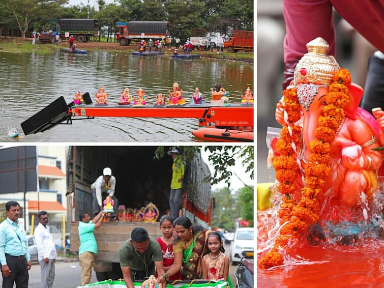 kolhapur ganesh Spontaneous response to eco friendly Ganesh immersion in Kolhapur district Kolhapur News : कोल्हापूर जिल्ह्यात पर्यावरणपूरक गणेश विसर्जनास उत्स्फूर्त प्रतिसाद; ग्रामीण भागातील जनतेनं सुद्धा करून दाखवलं