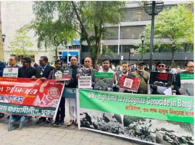 bangladeshi diaspora protesting outside the un against pakistan UN Protest: ਪਾਕਿਸਤਾਨ ਦੇ ਖ਼ਿਲਾਫ਼ ਸੰਯੁਕਤ ਰਾਸ਼ਟਰ ਦੇ ਬਾਹਰ ਪ੍ਰਦਰਸ਼ਨ ਕਿਉਂ ਕਰ ਰਹੇ ਨੇ ਬੰਗਲਾਦੇਸ਼ੀ ?