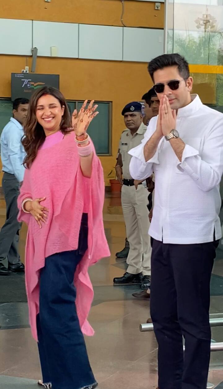 Raghav was dressed in a white shirt and black trousers.