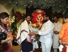 मुख्यमंत्री एकनाथ शिंदेंच्या निवासस्थानी बाप्पाच्या दर्शनाला दिग्गजांची हजेरी; शाहरुख-सलमान एकत्र, तर आशा भोसलेंनीही घेतलं बाप्पाचं दर्शन