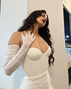 Disha Patani Looks Elegant In A White Corset Dress With Matching Gloves