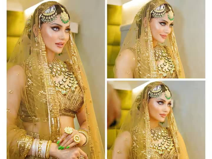 Urvashi Rautela Pics: ਉਰਵਸ਼ੀ ਰੌਤੇਲਾ ਨੇ ਆਪਣਾ ਨਵਾਂ ਬ੍ਰਾਈਡਲ ਲੁੱਕ ਸੋਸ਼ਲ ਮੀਡੀਆ 'ਤੇ ਸ਼ੇਅਰ ਕੀਤਾ ਹੈ। ਗੋਲਡਨ ਲਹਿੰਗਾ 'ਚ ਉਹ ਖੂਬਸੂਰਤ ਲੱਗ ਰਹੀ ਹੈ।