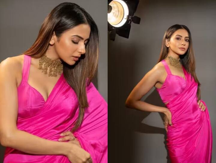Rakul Preet Singh Photo: રકુલ પ્રીત સિંહ હાલમાં તેના શાનદાર સાડી લૂકને લઈ ચર્ચામાં છે. અભિનેત્રીએ પોતાના ઓફિશિયલ ઇન્સ્ટાગ્રામ પર કેટલીક તસવીરો શેર કરી છે. જેમાં તે એકદમ શાનદાર સાડી લૂકમાં જોવા મળે છે.